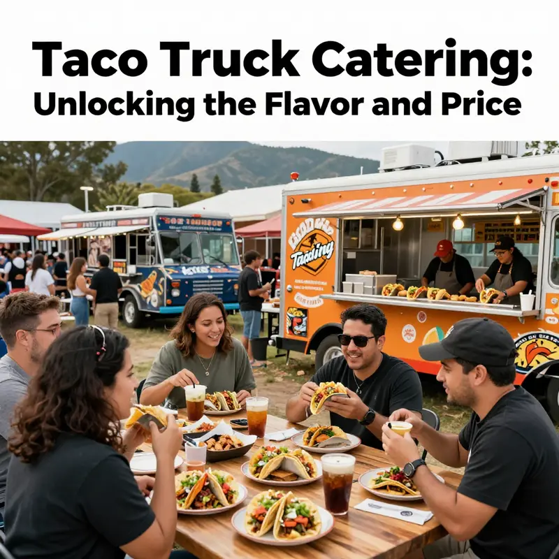 Guests enjoying a vibrant taco truck catering event filled with tasty tacos and community spirit.