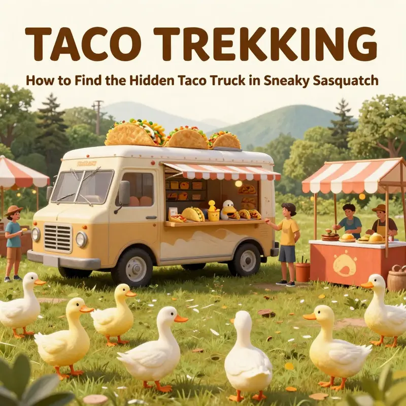 Duckie, the mischievous character guiding players to the hidden taco truck.