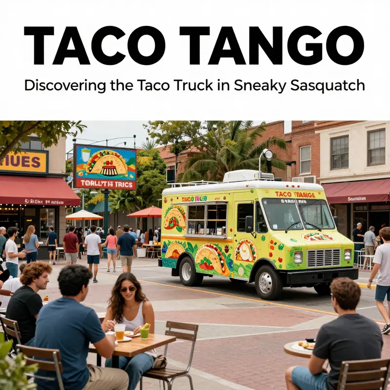 The lively downtown scene featuring the Taco Truck, essential for your Sasquatch adventure.
