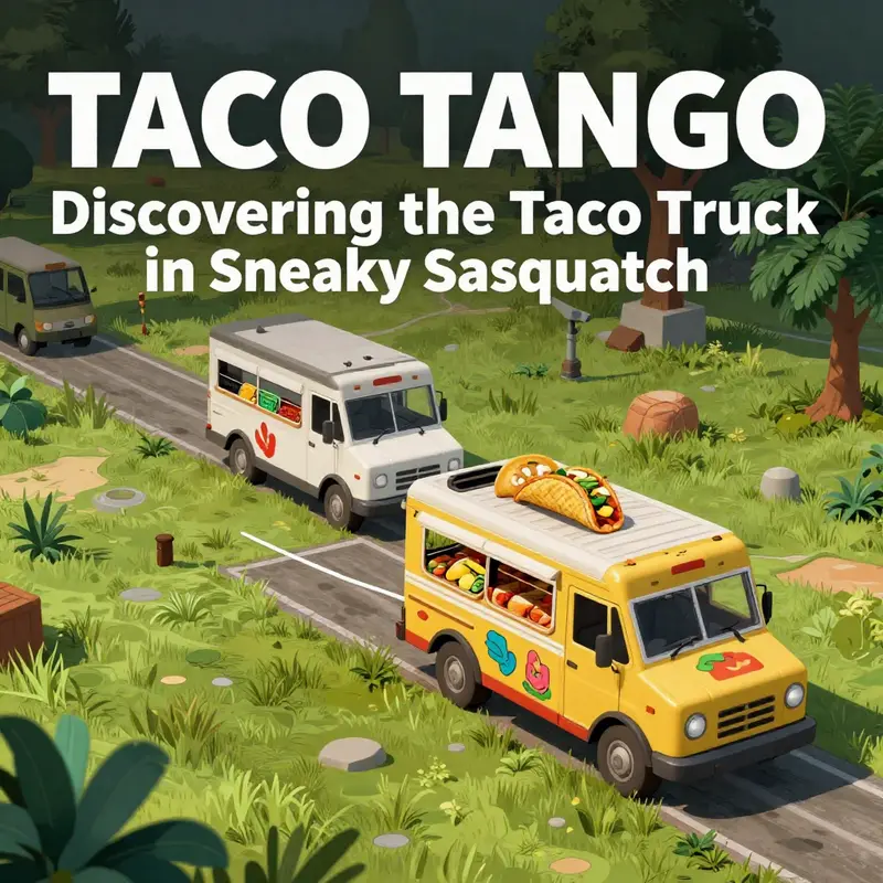 The lively downtown scene featuring the Taco Truck, essential for your Sasquatch adventure.