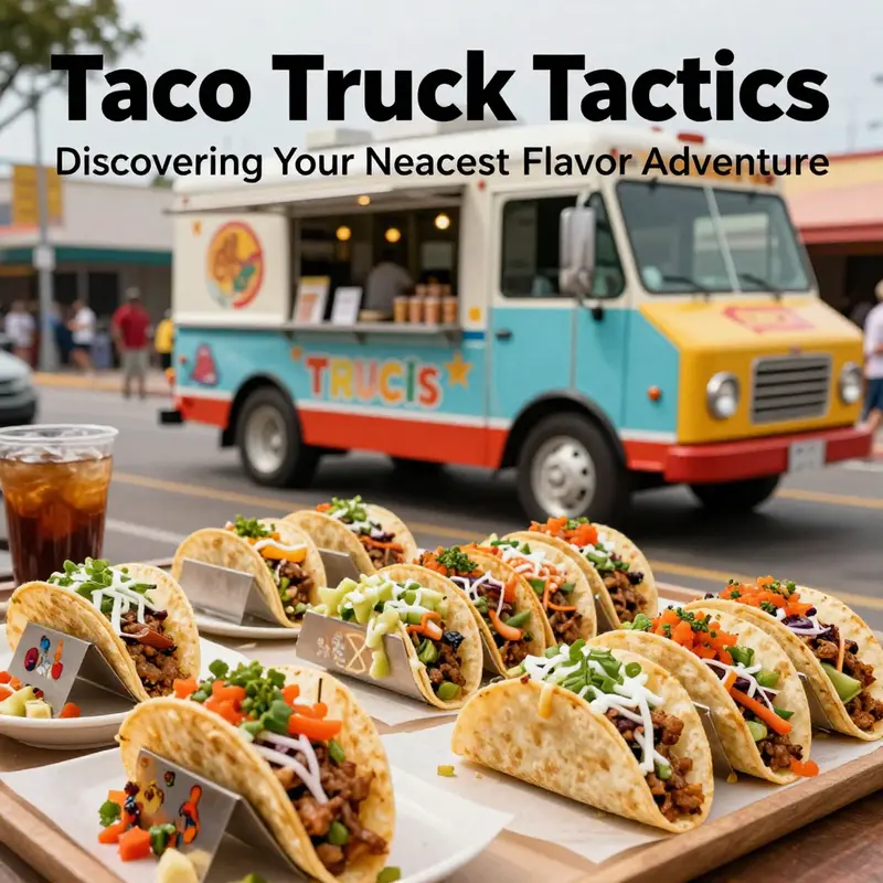 A vibrant display of flavorful tacos served from a lively taco truck, inviting food lovers to experience the taste.
