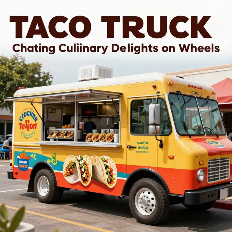 A lively taco truck showcasing a variety of unique taco creations tailored for diverse tastes.