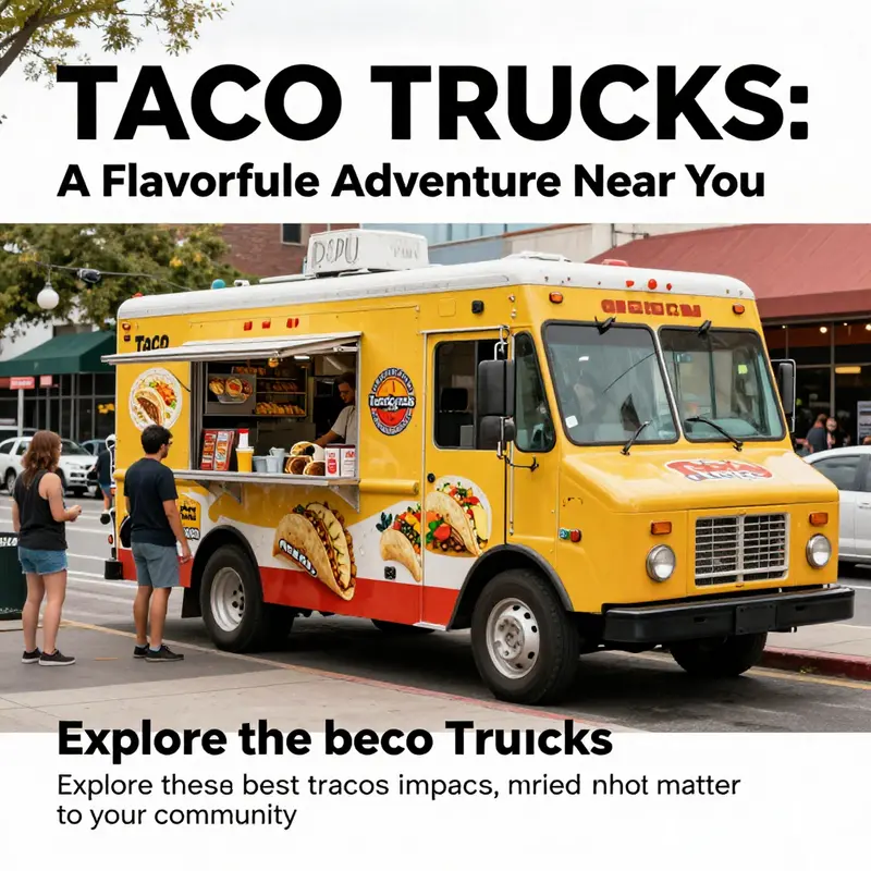 A busy taco truck in an urban setting with people enjoying food on the streets.