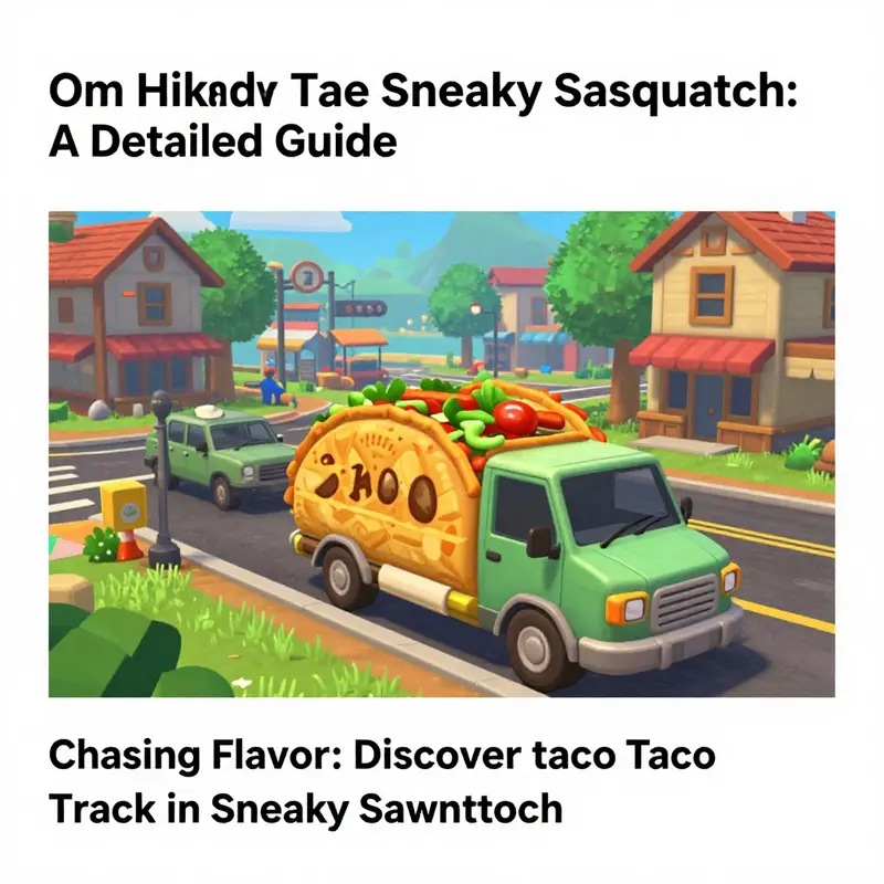 The bustling town square in Sneaky Sasquatch where players can discover the hidden Taco Truck.