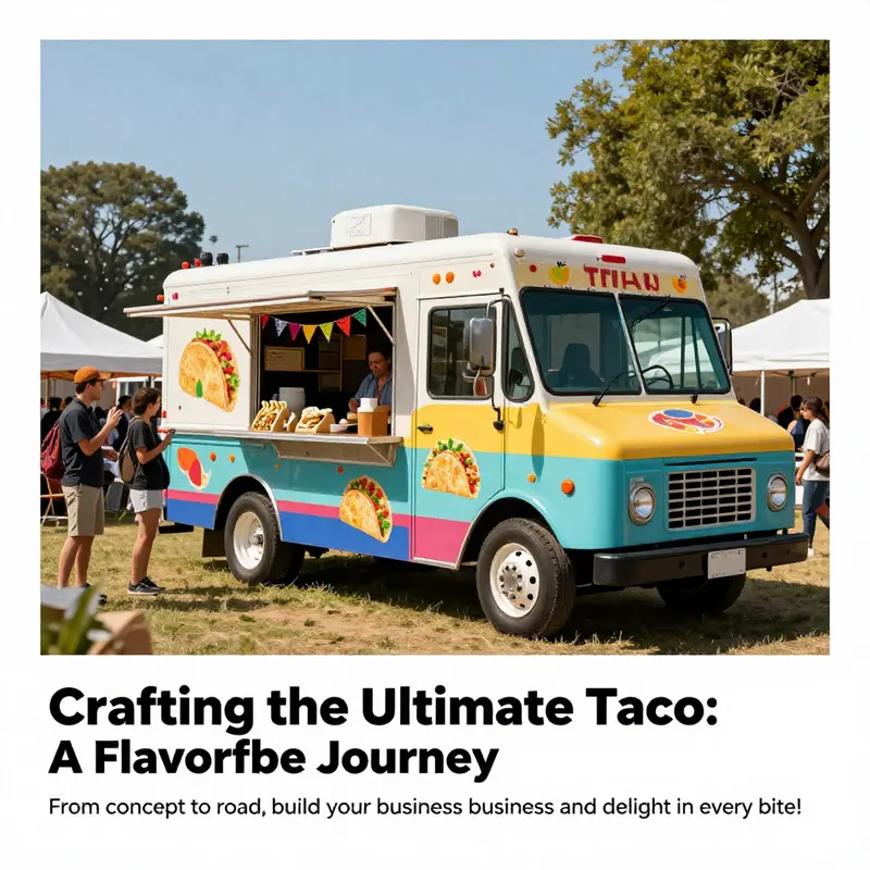 A taco truck at a festival with customers happily enjoying tacos in a festive atmosphere.