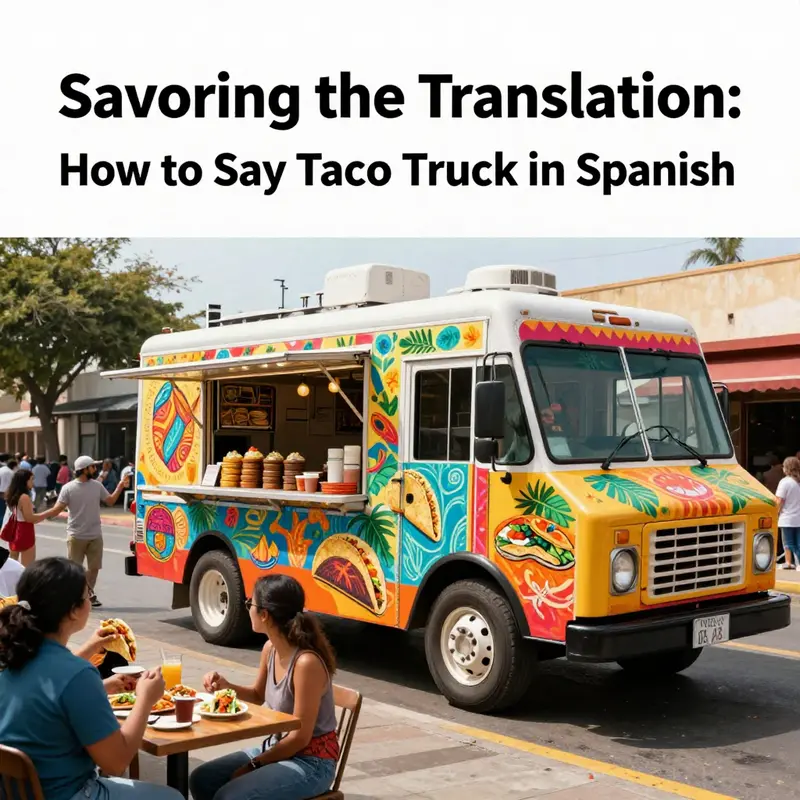 The vibrant taco truck embodies the spirit of community and flavor, showcasing the translations that capture its essence.