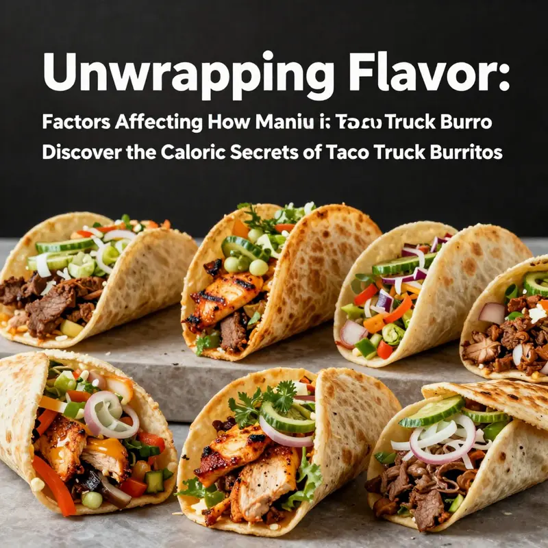 An inviting taco truck burrito bursting with flavor and calories, ready to be devoured.
