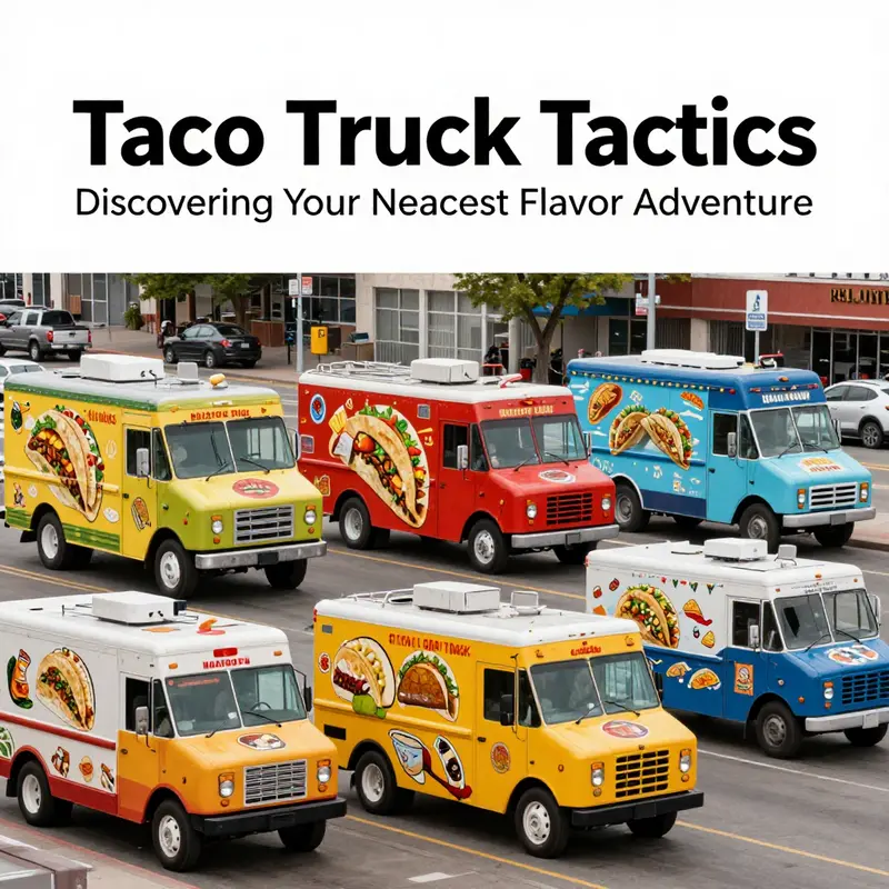 A visual guide showcasing popular taco truck locations across a lively city map.