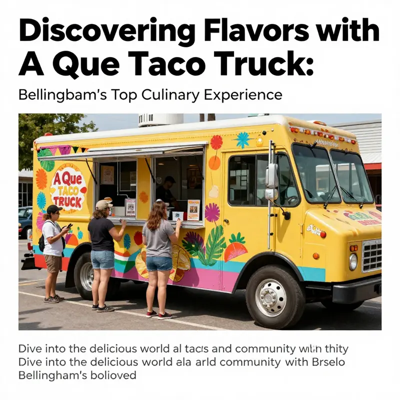 A lively scene of A Que Taco Truck with customers, encapsulating the vibrant dining experience it provides.