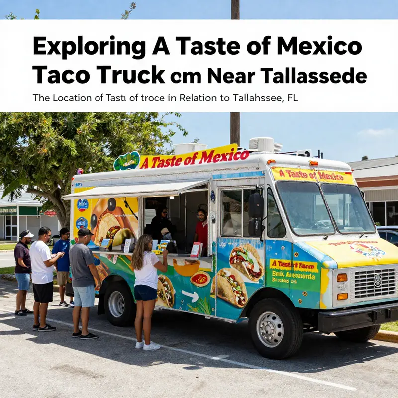A Taste of Mexico Taco Truck in Crawfordville, FL, showcases its colorful exterior and welcomes a stream of hungry patrons.
