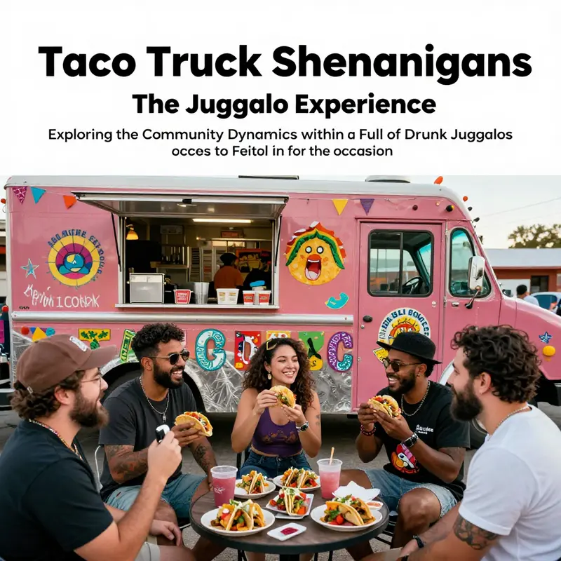 A cultural celebration at a festival with juggalos and their beloved taco truck.