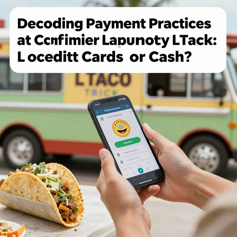 A payment station showcasing the options available at L Taco Truck.
