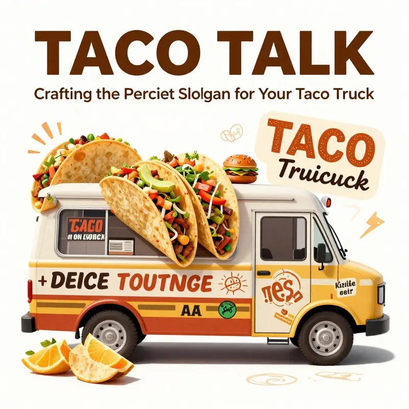 A dynamic portrayal of ideas for crafting memorable taco truck slogans.
