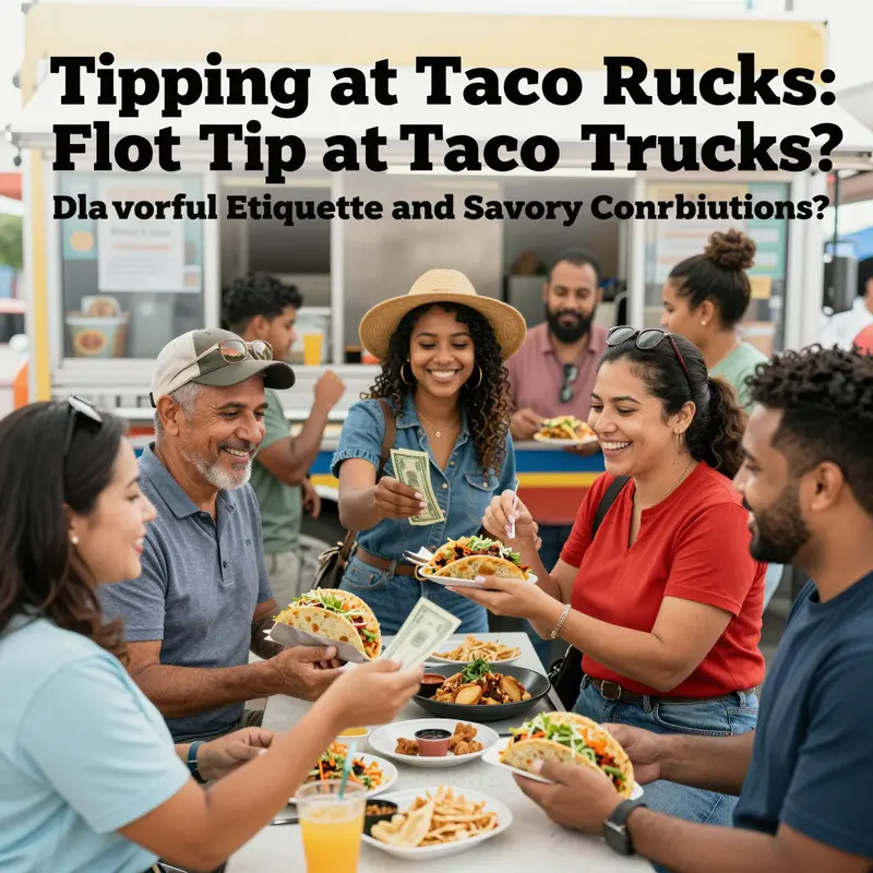 Understanding tipping etiquette at taco trucks in a lively food truck scene.