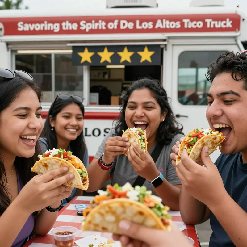 An array of tacos showcasing the delicious variety offered at De Los Altos Taco Truck.