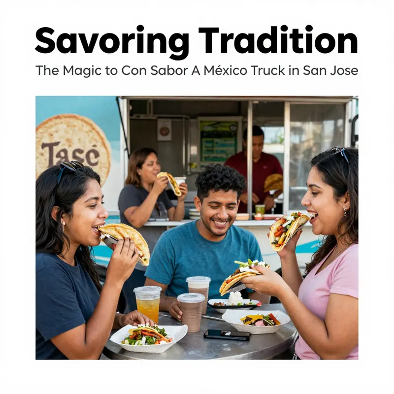 Con Sabor A México taco truck’s vibrant street presence highlights its role in San Jose’s culinary culture.