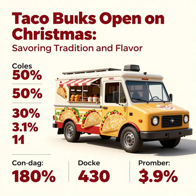 A taco truck adorned with festive decorations, serving delighted customers on Christmas day.
