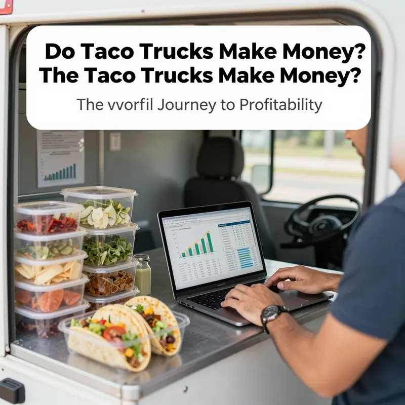 A taco truck thriving in a busy urban location, illustrating key profitability factors like strategic positioning and customer demand.