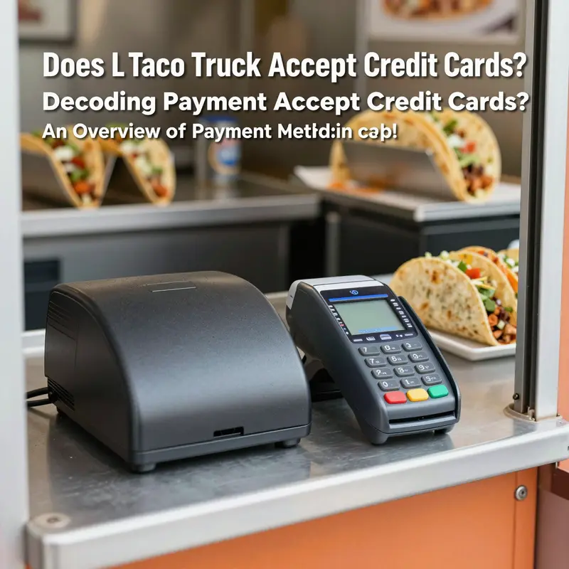 A payment station showcasing the options available at L Taco Truck.