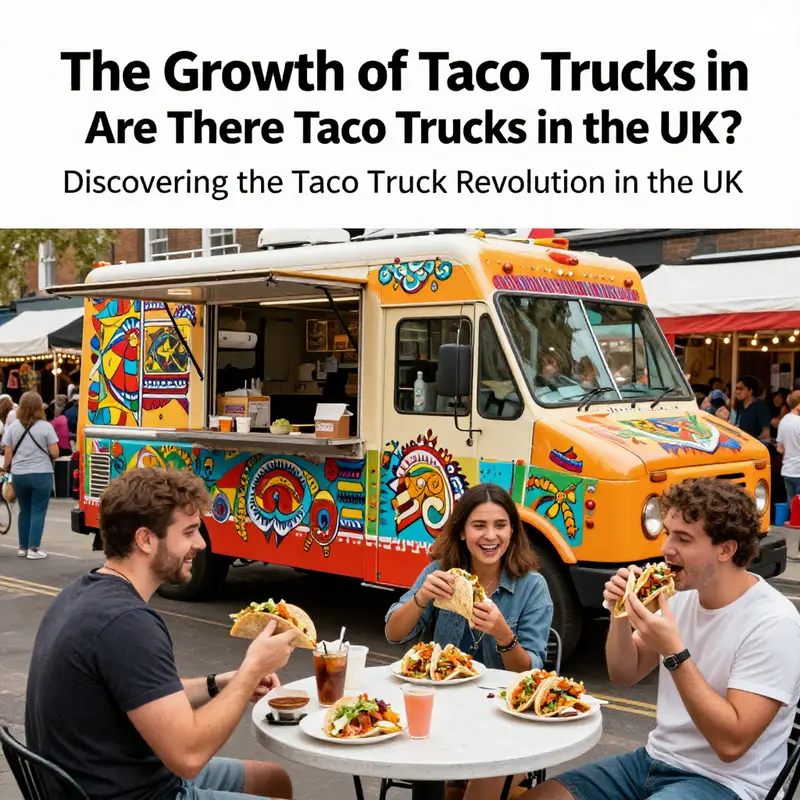 Busy London market featuring a vibrant taco truck capturing the essence of street food culture.