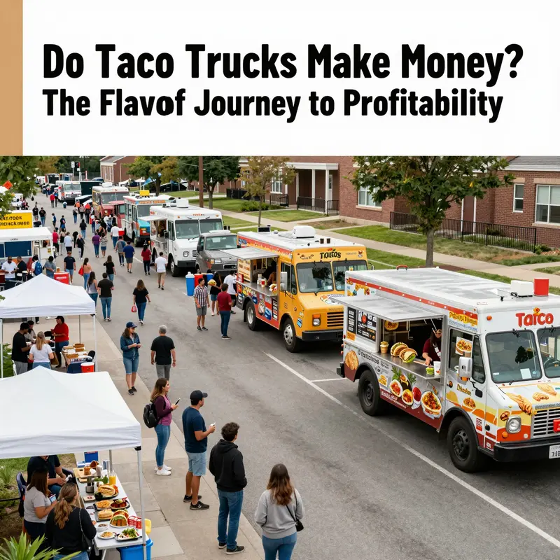 A taco truck thriving in a busy urban location, illustrating key profitability factors like strategic positioning and customer demand.