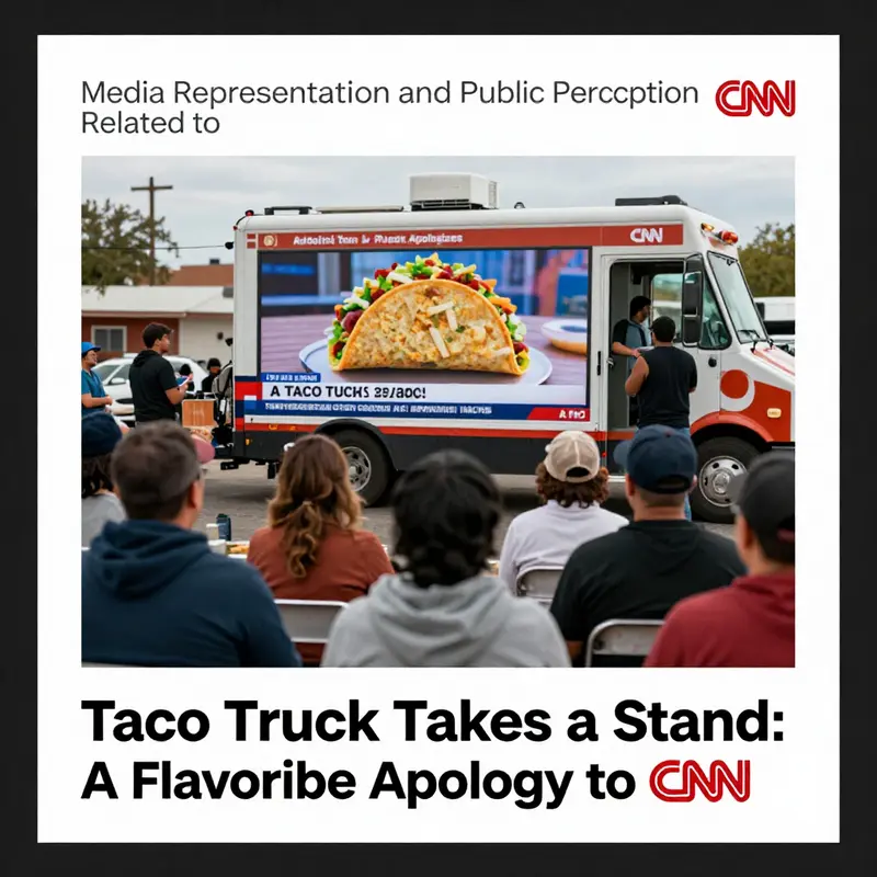 A bustling taco truck scene highlighting the reaction of customers during the unexpected apology event.