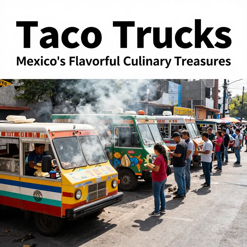 Vibrant taco trucks line the streets of Mexico City, showcasing the essential role they play in local life.