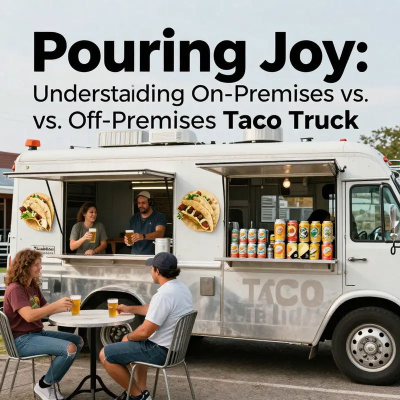 A food truck holding a food service license, ready to serve delicious tacos with a festive crowd around it.