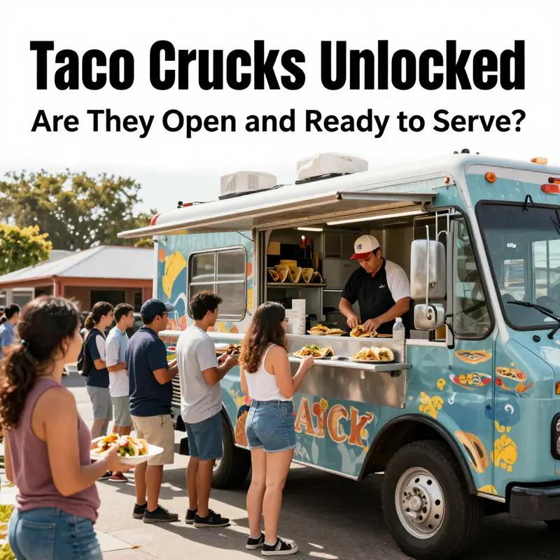 A lively taco truck in Austin, TX, bustling with customers ready to enjoy delicious tacos.