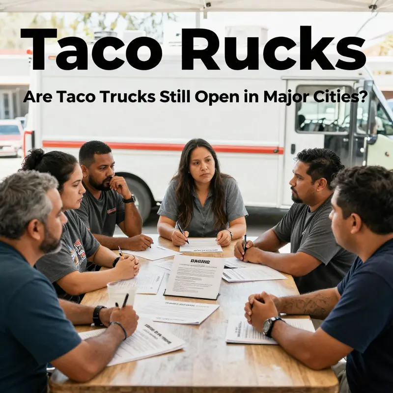 A lively taco truck scene, showcasing the fusion of urban life and culinary delight.