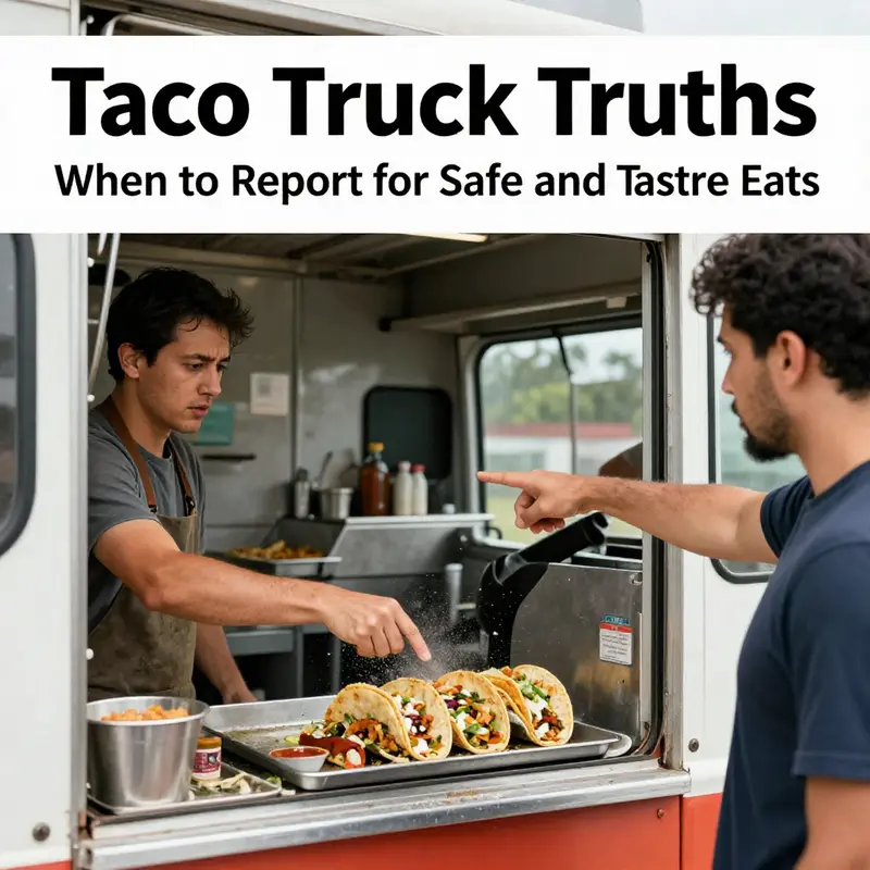 A concerned customer showcases unsafe food handling practices at a taco truck.