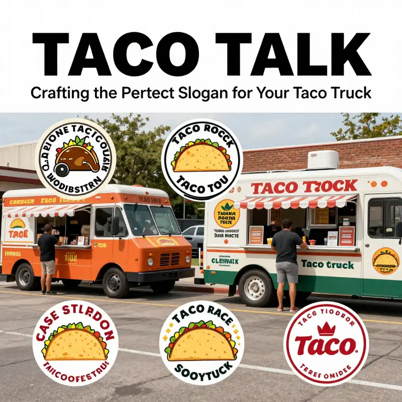 A dynamic portrayal of ideas for crafting memorable taco truck slogans.