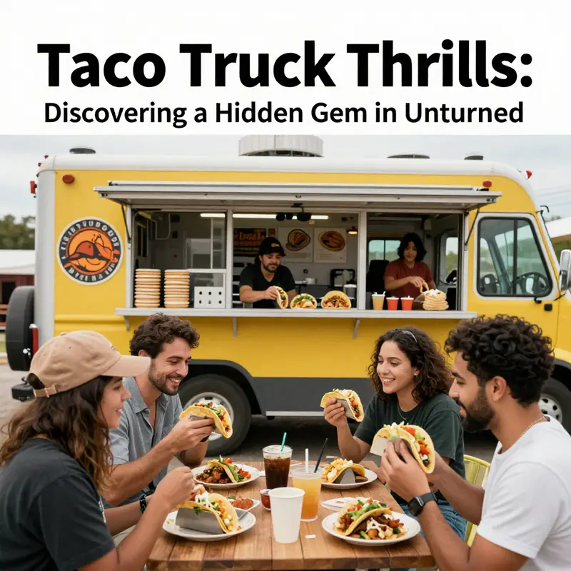 A taco truck in Unturned, showcasing the lively food culture and community spirit.