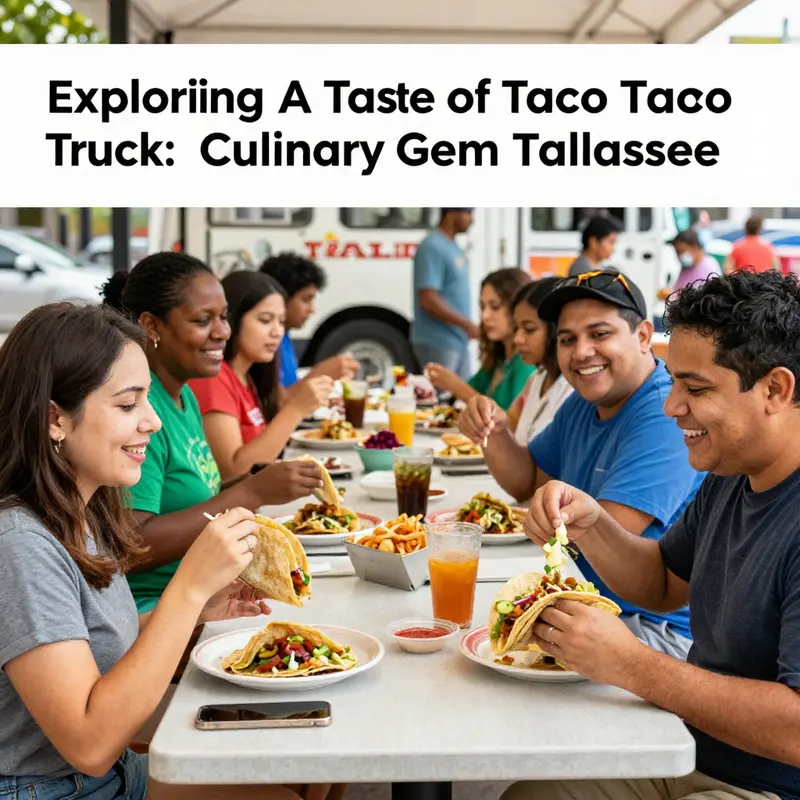 A Taste of Mexico Taco Truck in Crawfordville, FL, showcases its colorful exterior and welcomes a stream of hungry patrons.