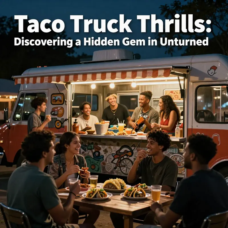 A taco truck in Unturned, showcasing the lively food culture and community spirit.