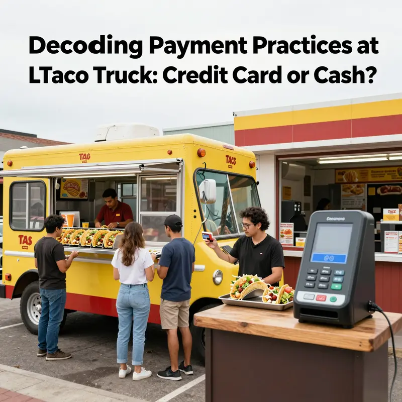 A payment station showcasing the options available at L Taco Truck.