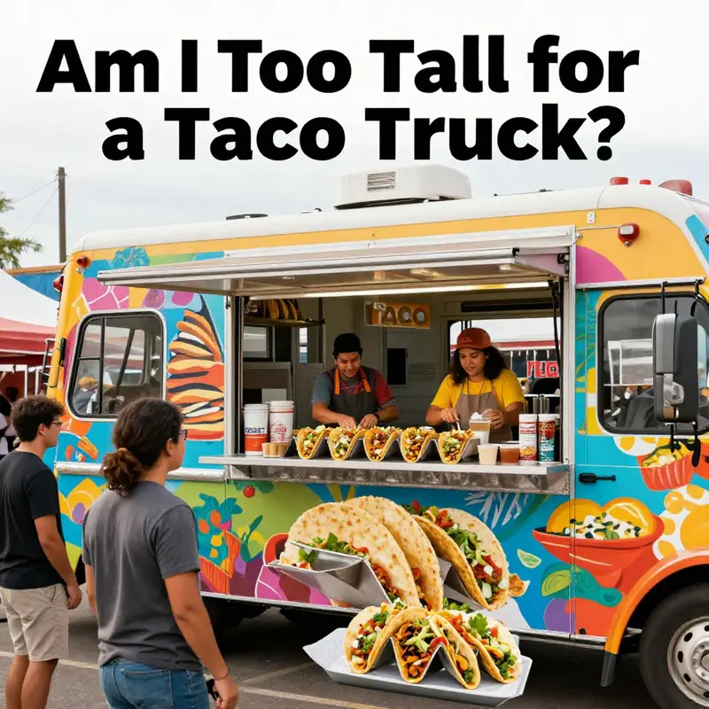 A taco truck filled with happy customers enjoying tacos at a lively food festival, creating a festive atmosphere.