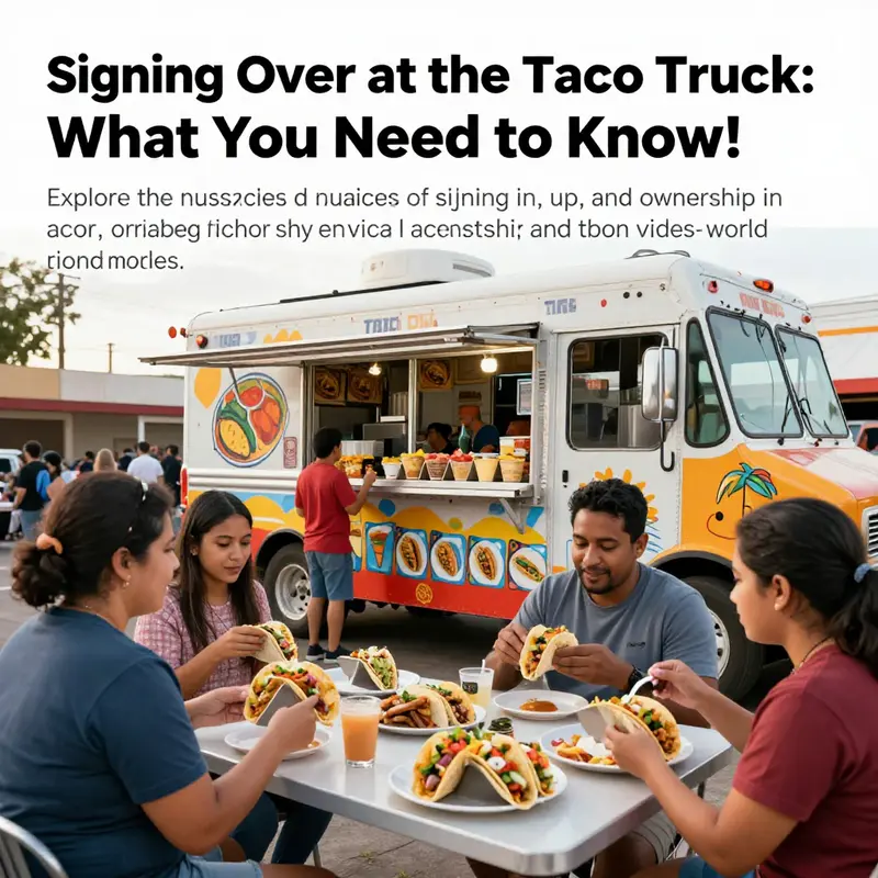 A vibrant taco festival scene with customers enjoying various types of tacos from different food trucks.