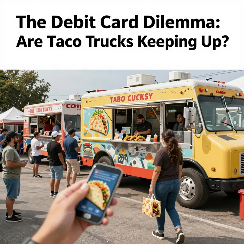 A bustling taco truck festival featuring various trucks and happy customers enjoying delicious tacos.