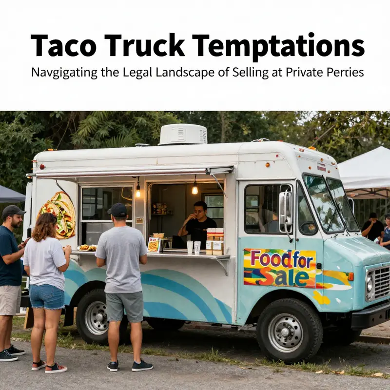 Taco truck parked at a private party, showcasing the festive atmosphere of mobile food business.