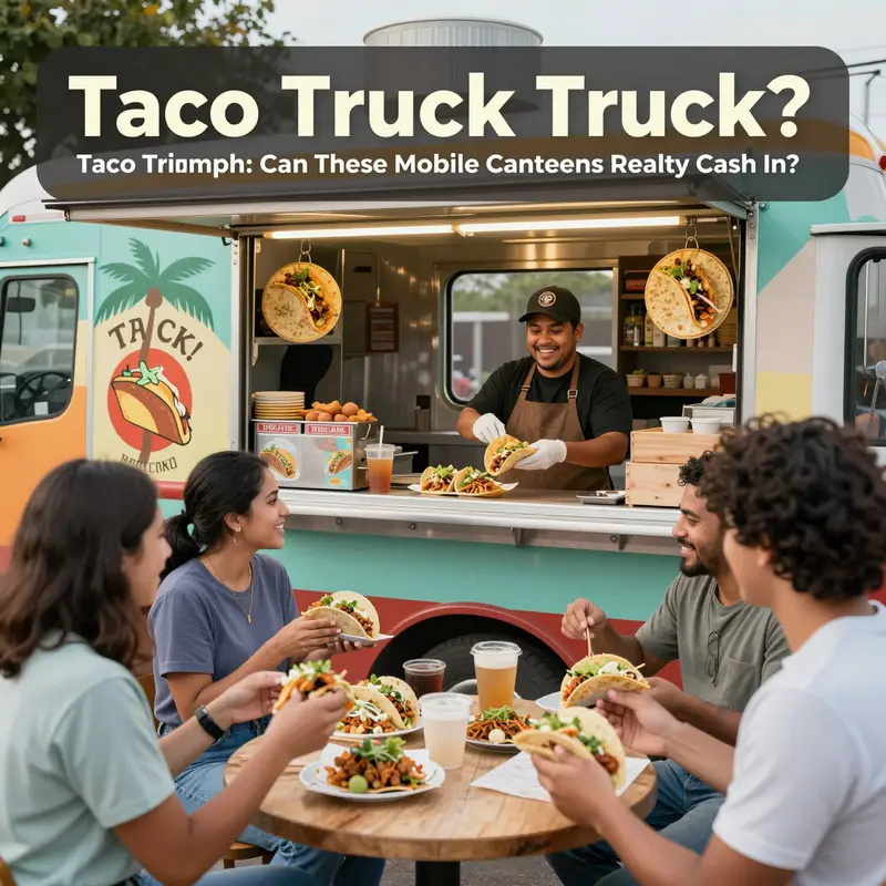 A taco truck generating excitement and revenue while serving up delicious food.