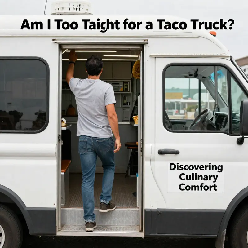 An inside view of a taco truck revealing its compact yet efficient kitchen layout and lower ceiling height.