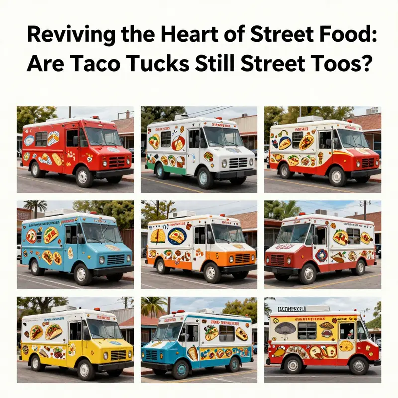 The essence of taco trucks shines through their colorful presence and delicious street tacos.