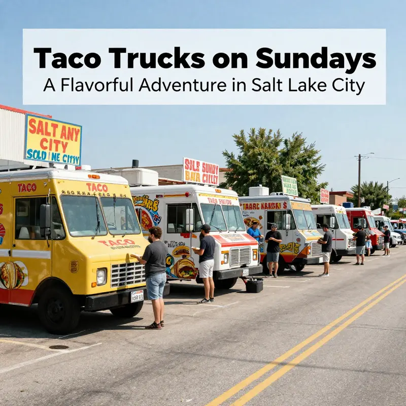 Taco trucks operating under the warm Salt Lake City sun, ready to serve delicious meals.