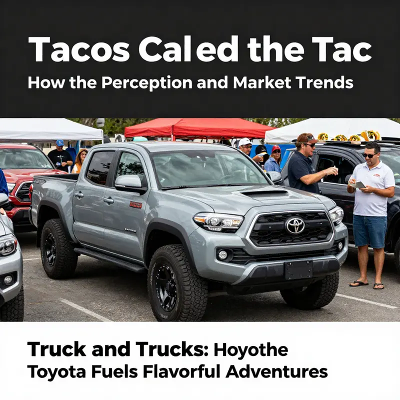 The Toyota Tacoma, known as ‘Tac’, standing proudly beside a food truck serving tasty tacos.