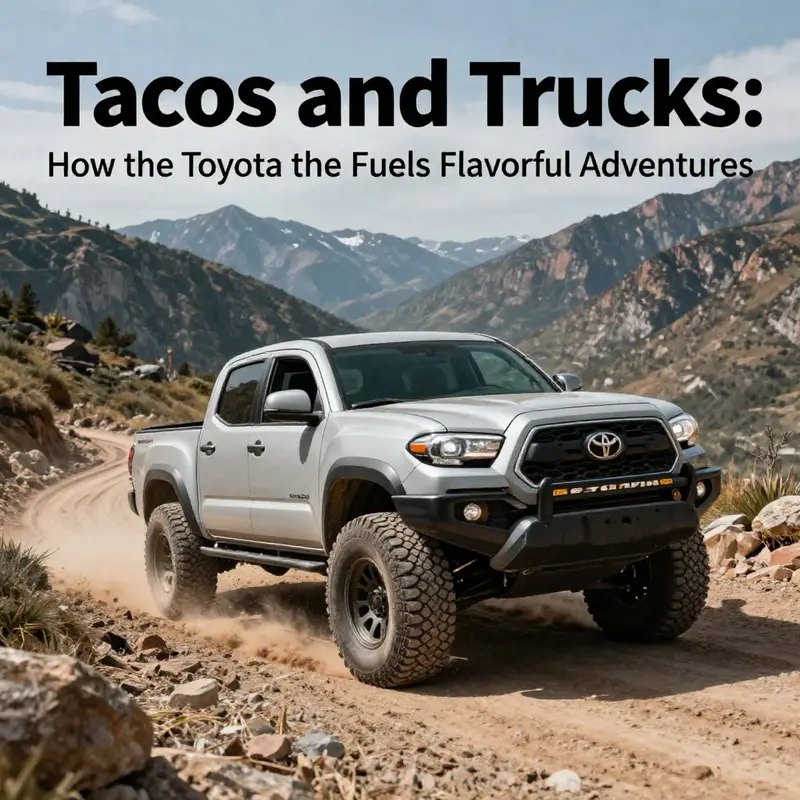 The Toyota Tacoma, known as ‘Tac’, standing proudly beside a food truck serving tasty tacos.