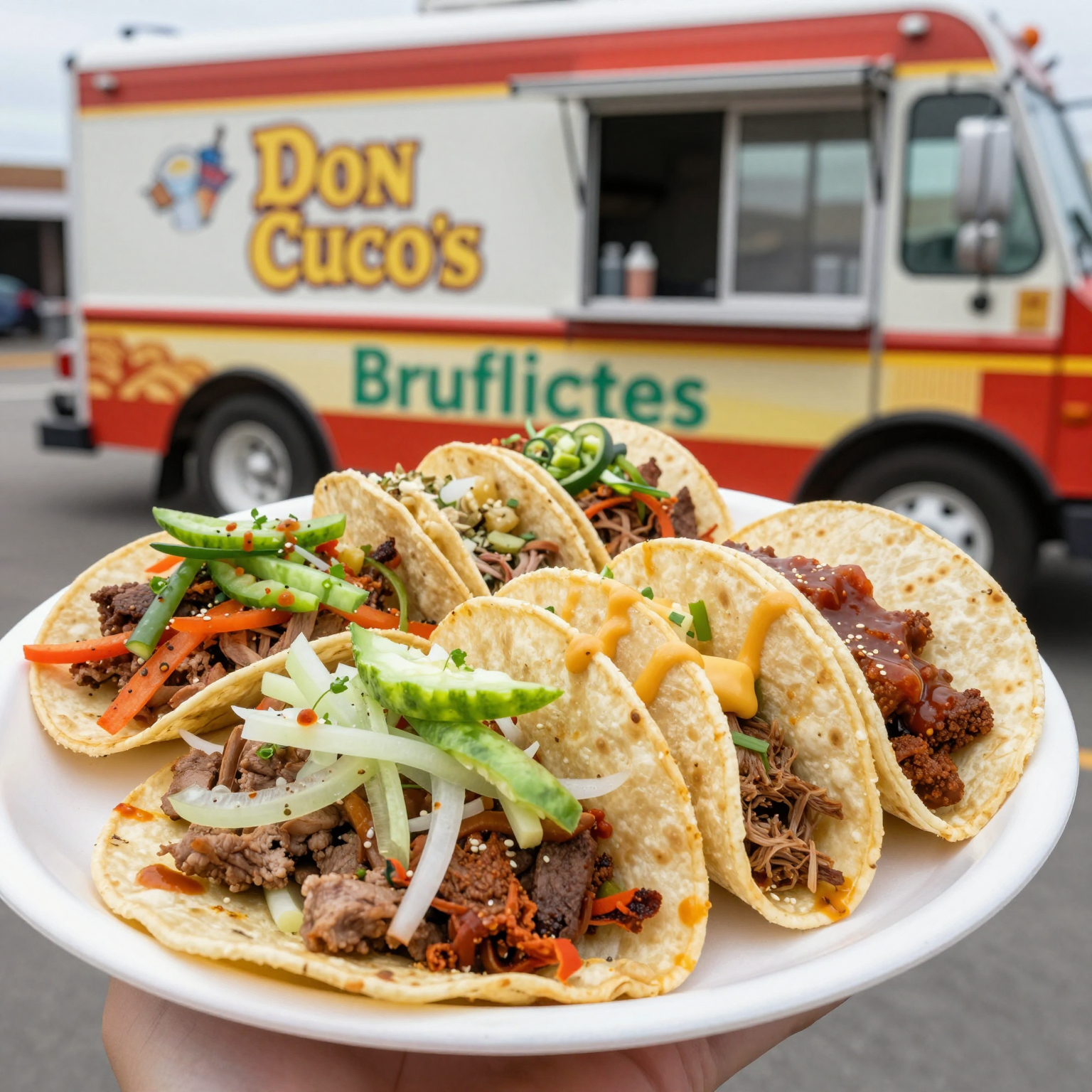 A colorful selection of tacos from Don Cuco's taco truck
