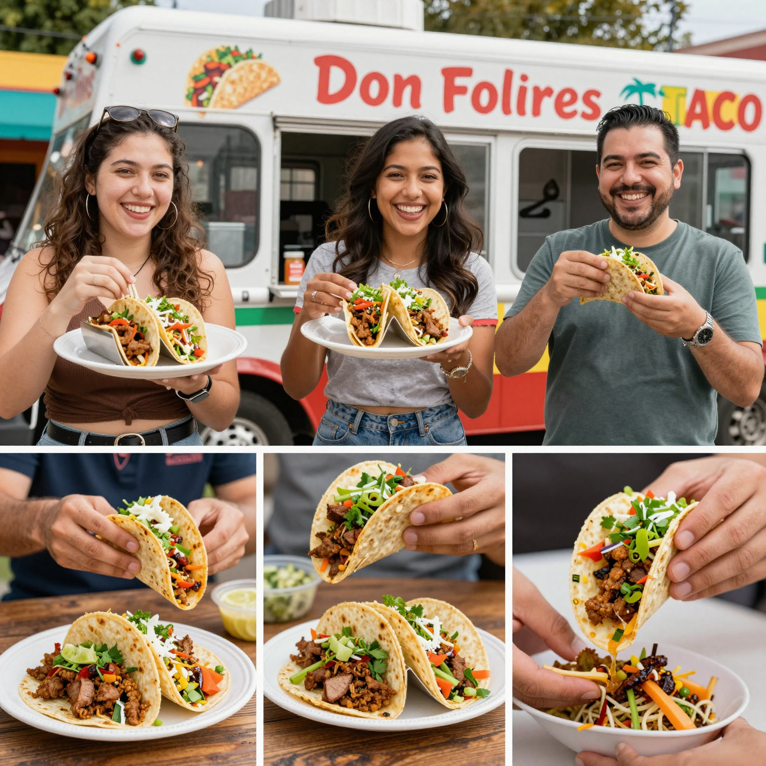 Happy customers at Don Flores Taco Truck