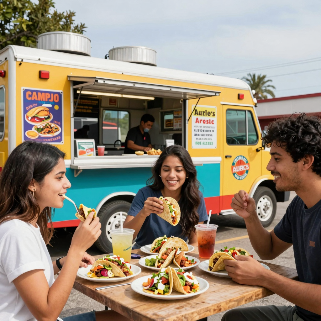Customers enjoying delicious tacos at Don Juan Taco Truck