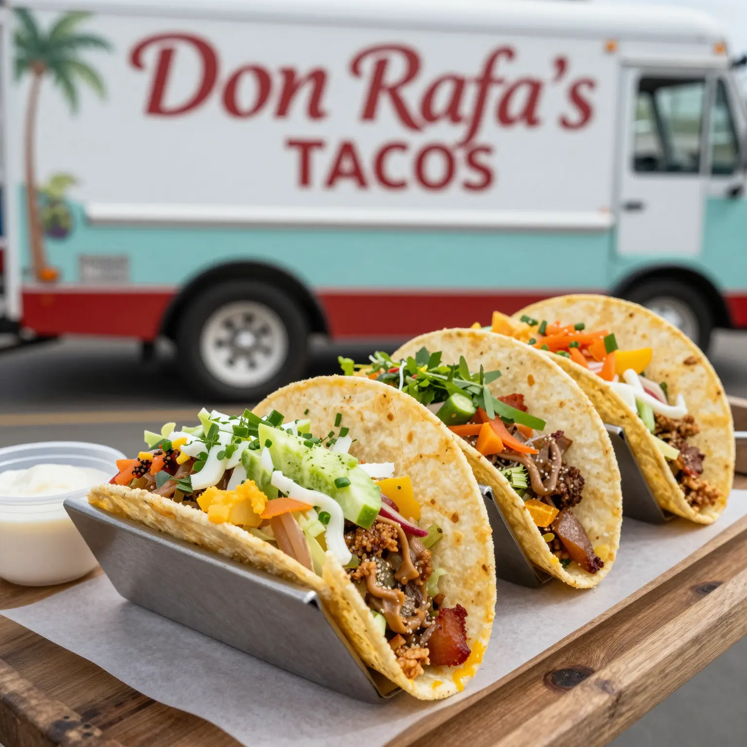 Colorful tacos from Don Rafa's Taco Truck